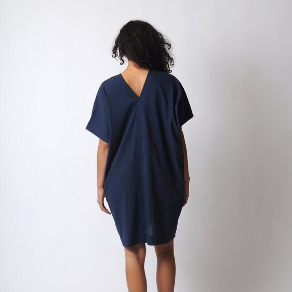 UZI Nyc brand Twill V-neck Cotton Dress - Picture 4 of 5